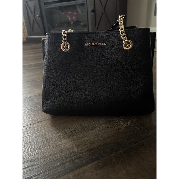 Michael Kors Handbag Black Handbag Gold - Picture 1 of 8